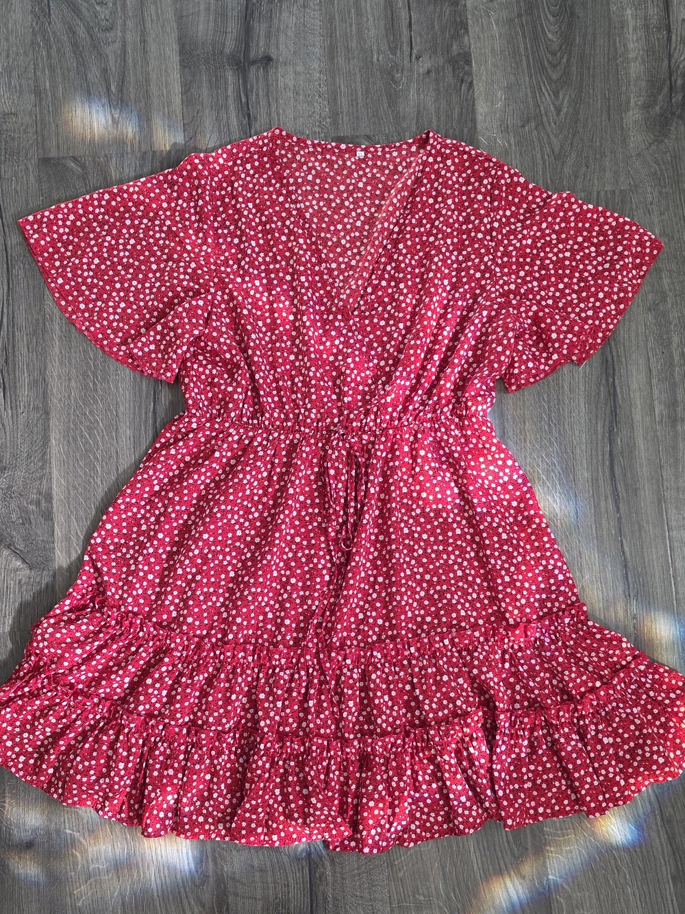 Red Floral Ruffle Dress - Casual Summer Style